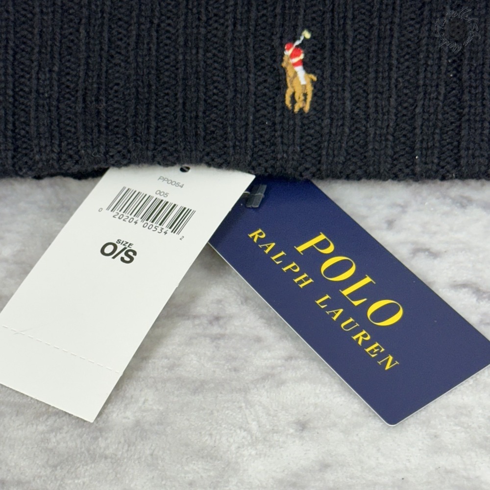NWT - Polo Ralph Lauren Adult Cuffed Beanie Winter Hat Black‎ Tan One Size - Picture 3 of 5